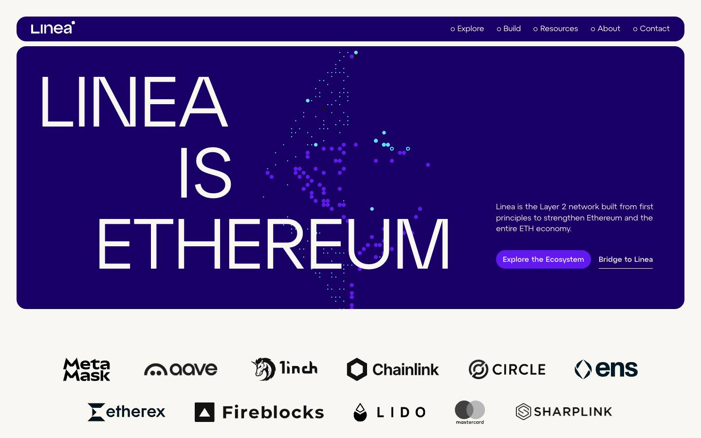 Linea's homepage, as read on Oct 6, 2026