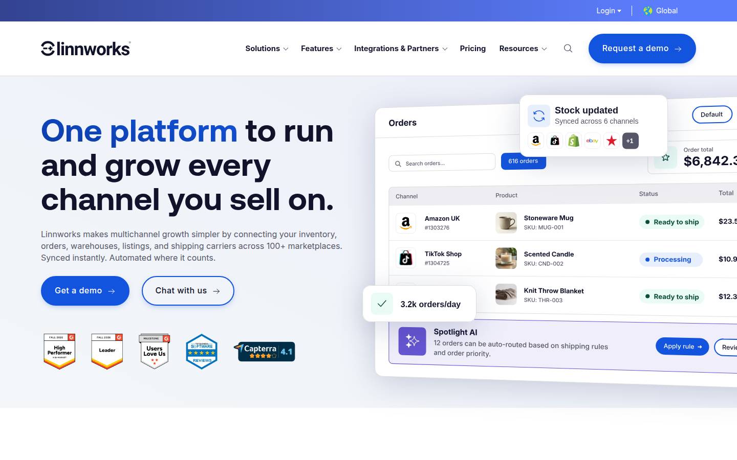 Linnworks's homepage, as read on Oct 3, 2026