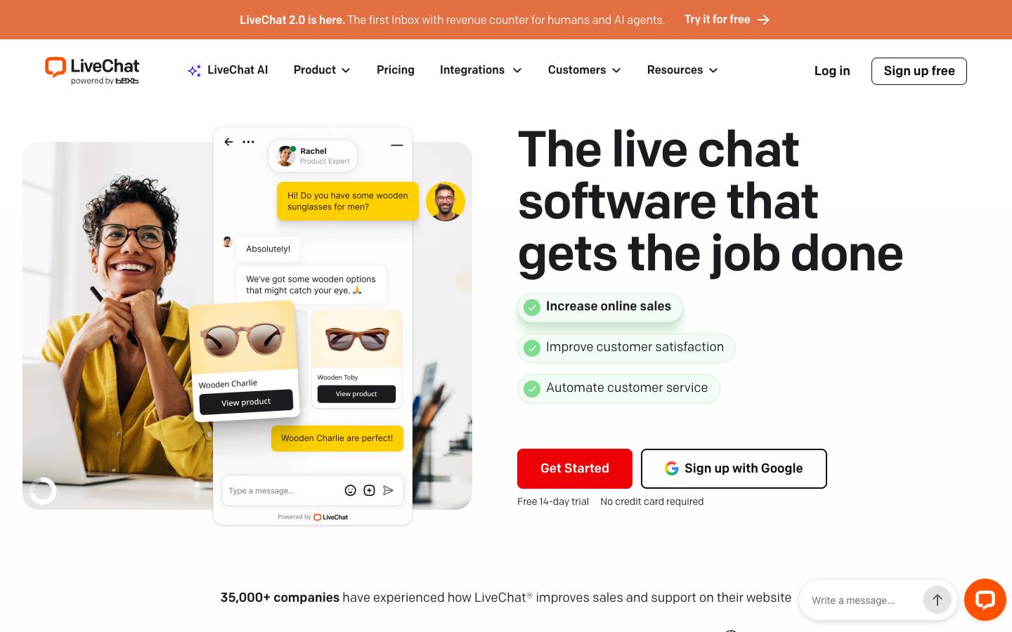 LiveChat®'s homepage, as read on Oct 2, 2026