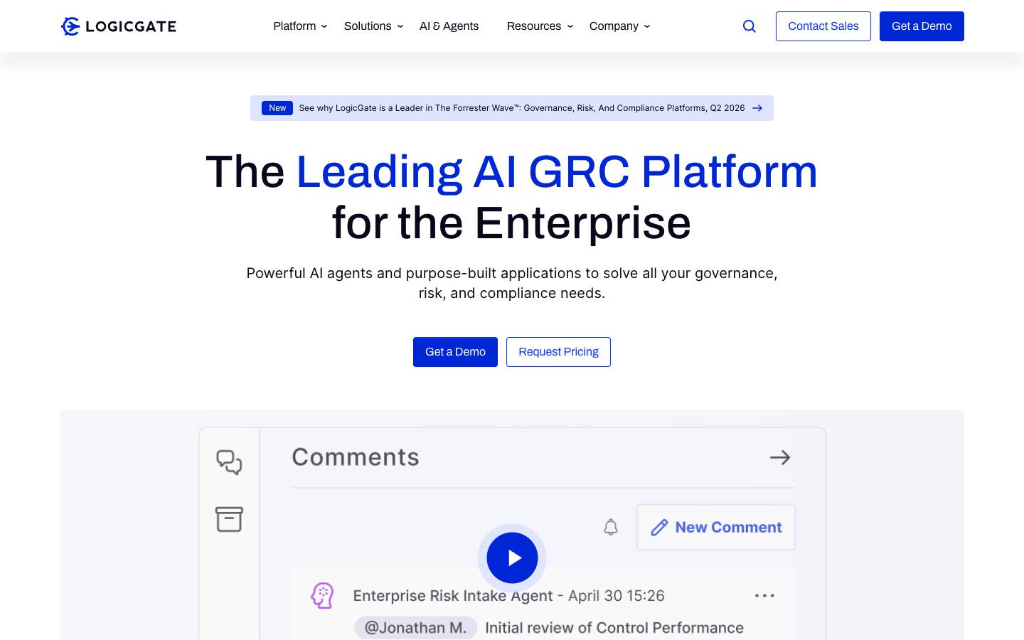 LogicGate's homepage, as read on Oct 2, 2026