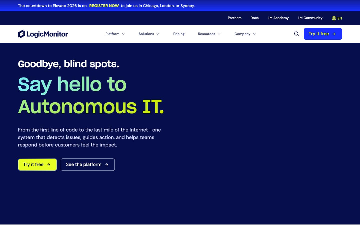 LogicMonitor's homepage, as read on Oct 2, 2026