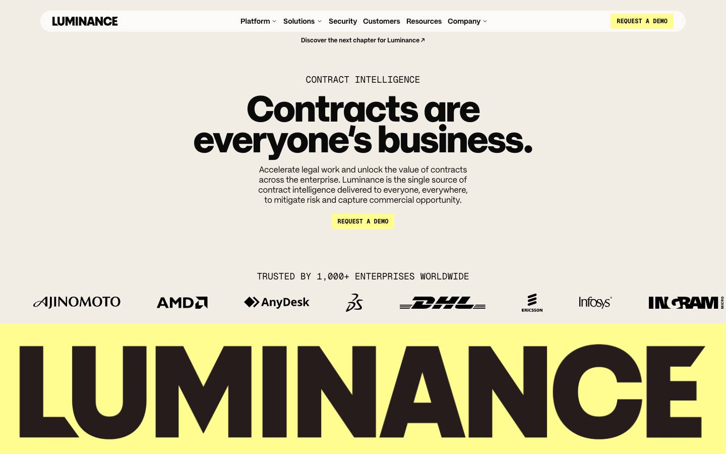 Luminance's homepage, as read on Oct 6, 2026