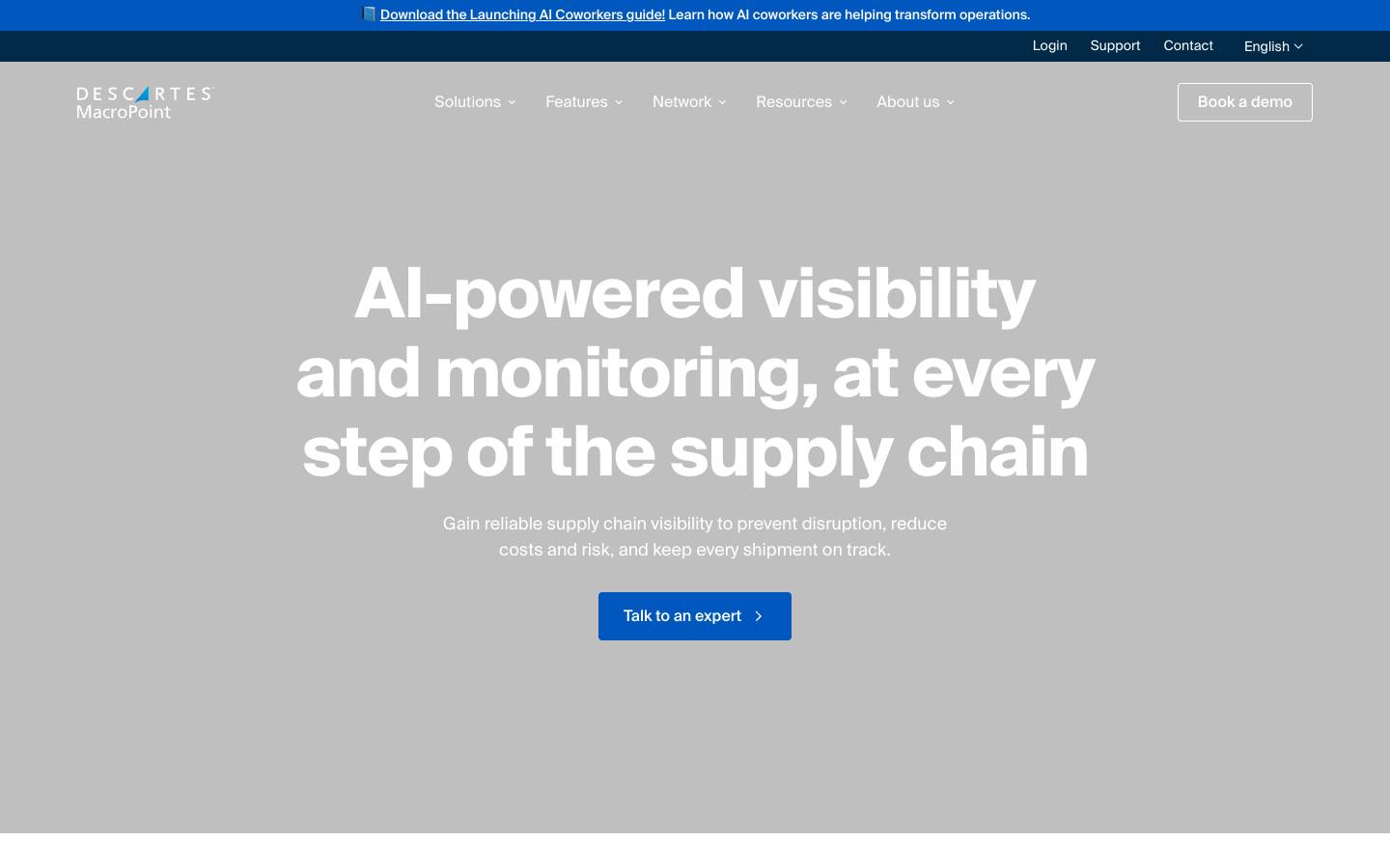Descartes MacroPoint's homepage, as read on Oct 2, 2026