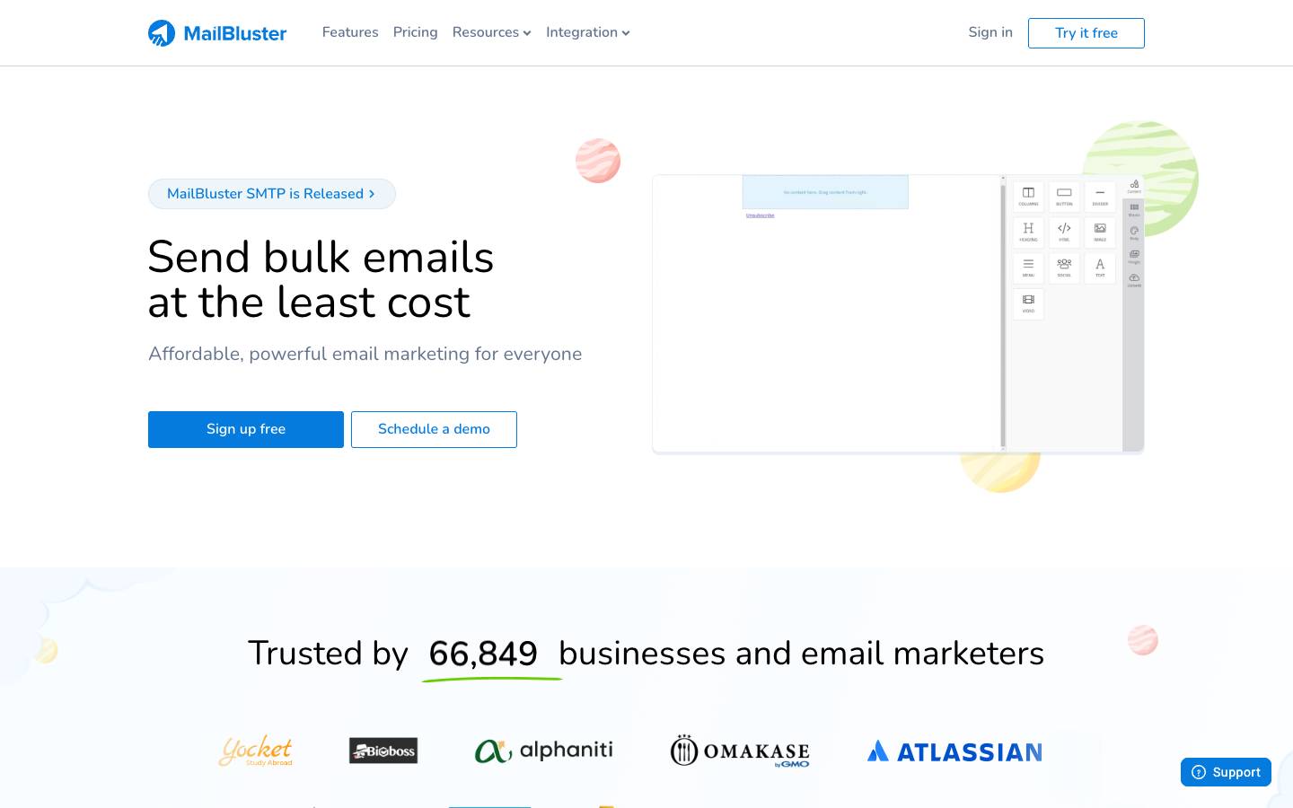 MailBluster's homepage, as read on Oct 2, 2026