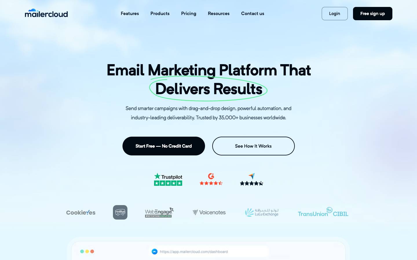 Mailercloud's homepage, as read on Oct 2, 2026