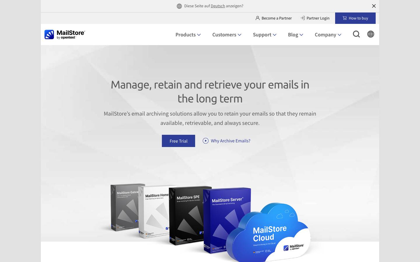 MailStore's homepage, as read on Oct 2, 2026