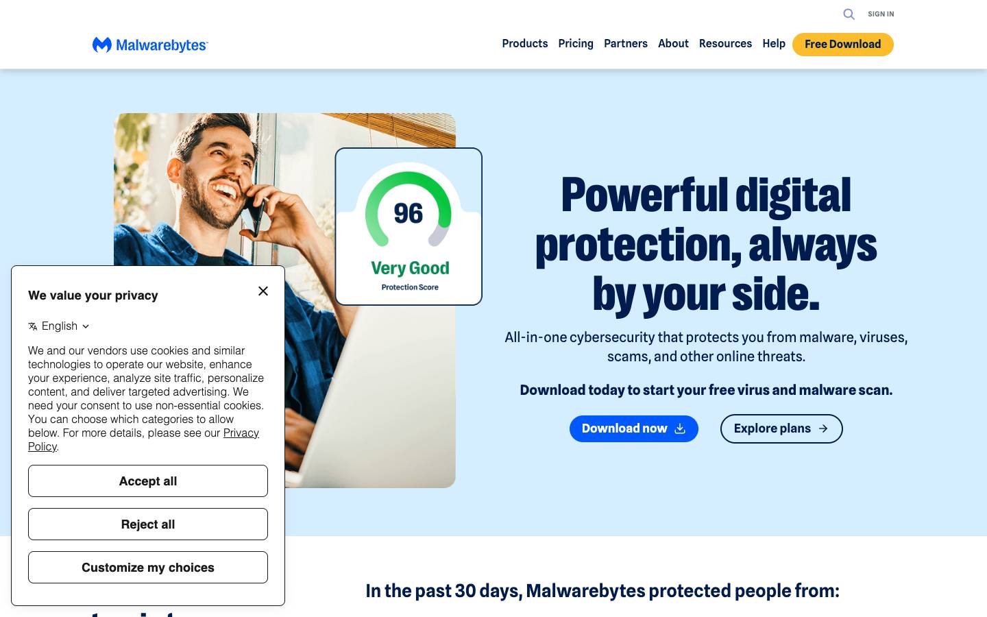 Malwarebytes's homepage, as read on Oct 6, 2026