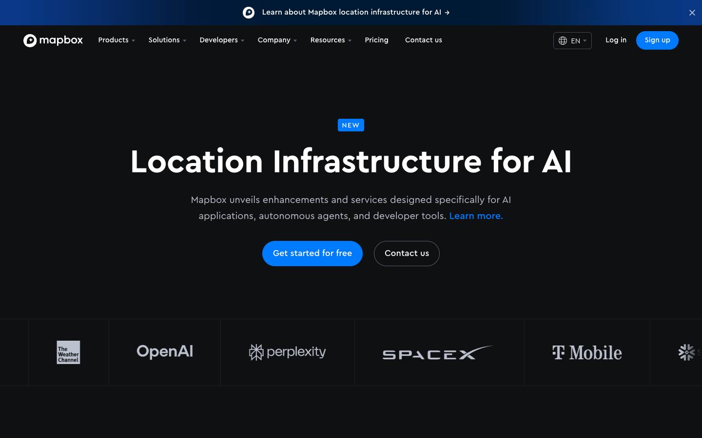 Mapbox's homepage, as read on Oct 2, 2026