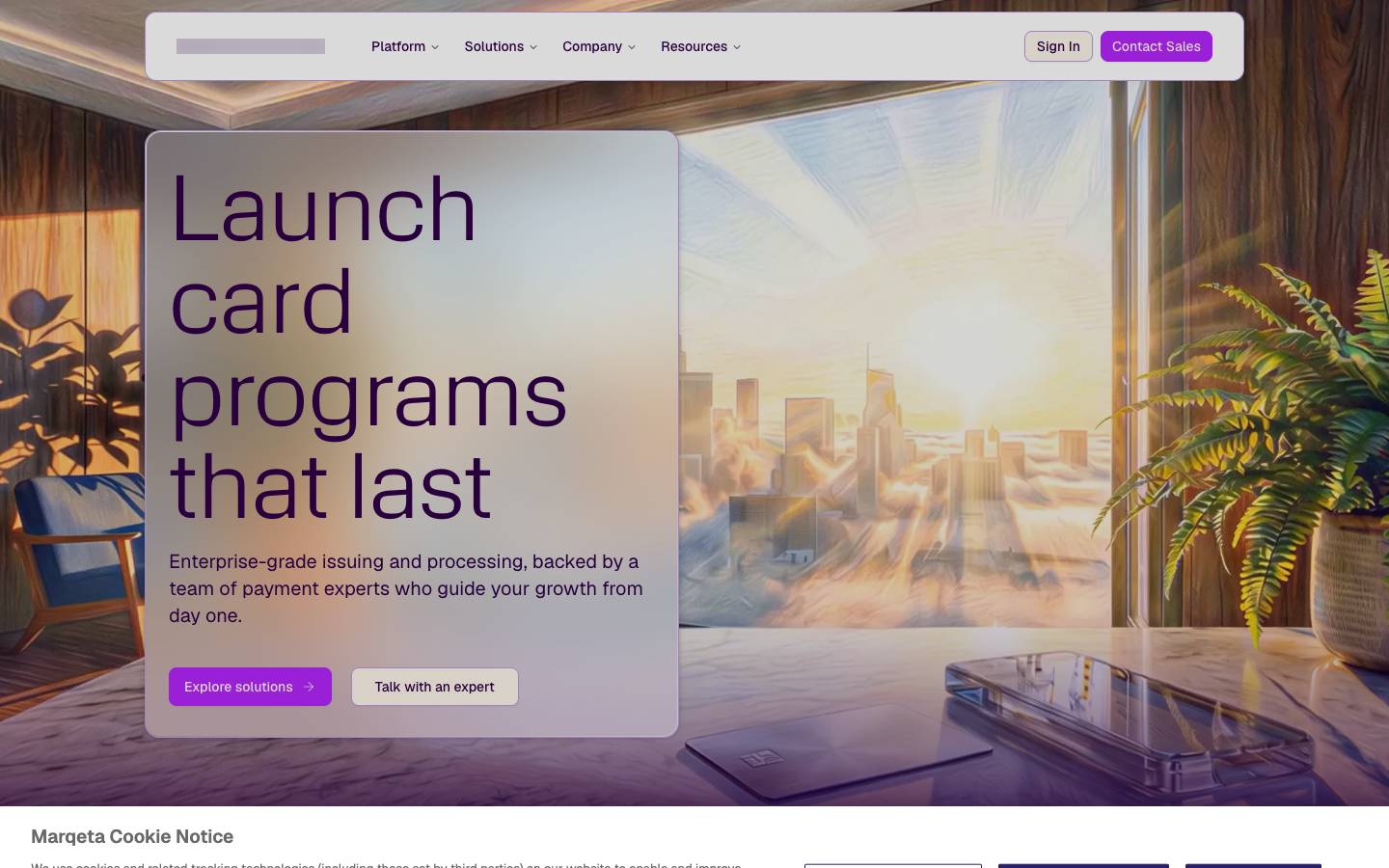 Marqeta's homepage, as read on Oct 2, 2026
