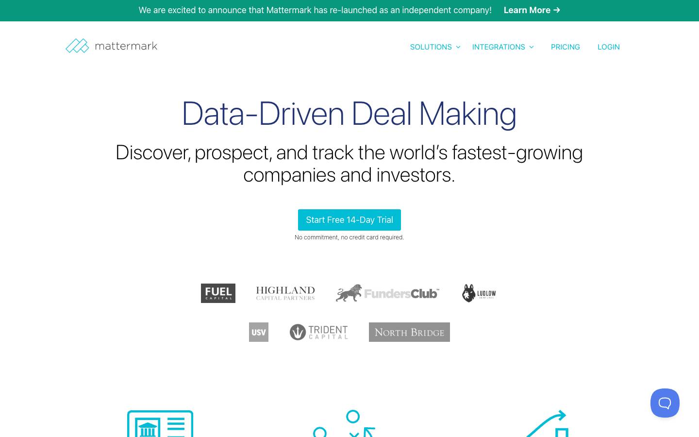 Mattermark's homepage, as read on Oct 2, 2026