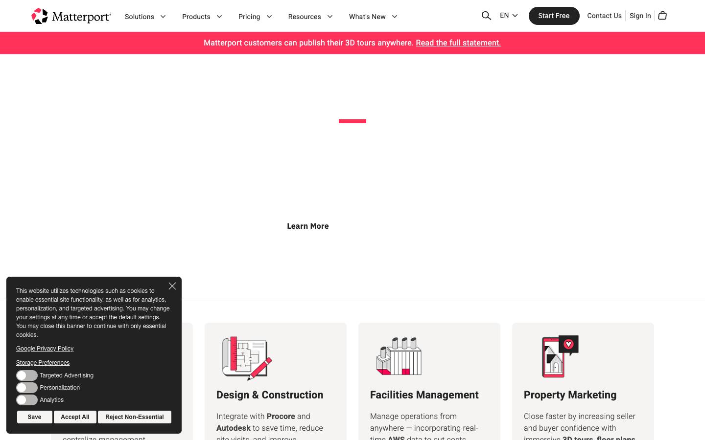 Matterport's homepage, as read on Oct 2, 2026