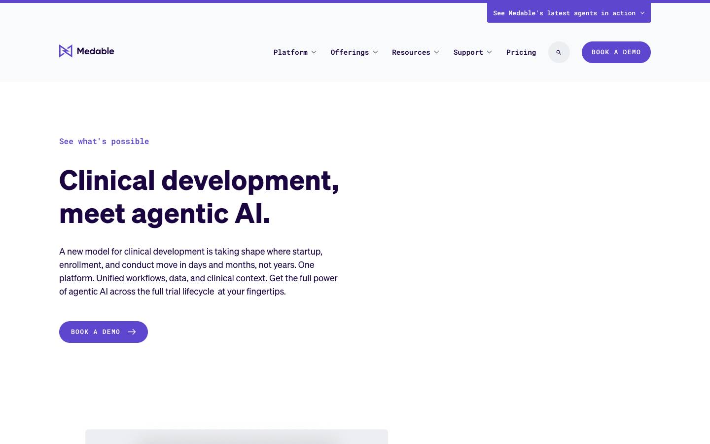 Medable's homepage, as read on Oct 2, 2026