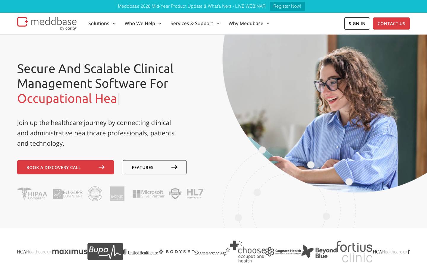 Meddbase's homepage, as read on Oct 2, 2026
