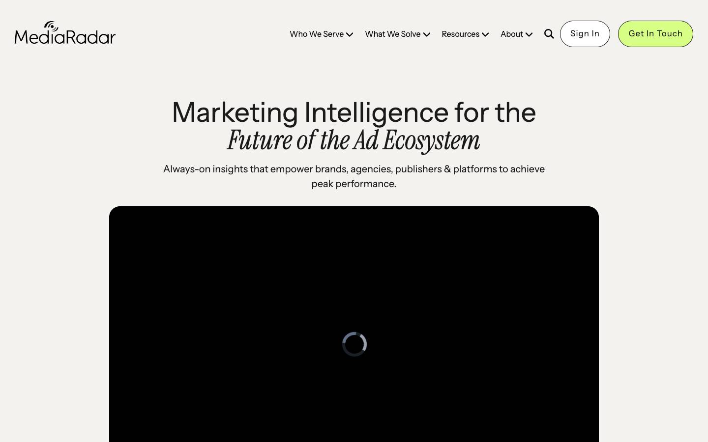 MediaRadar's homepage, as read on Oct 2, 2026