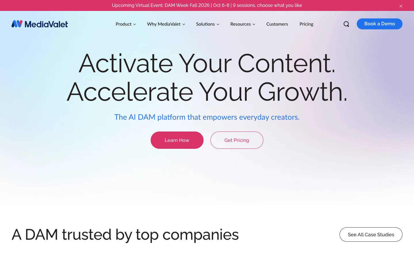 MediaValet's homepage, as read on Oct 2, 2026