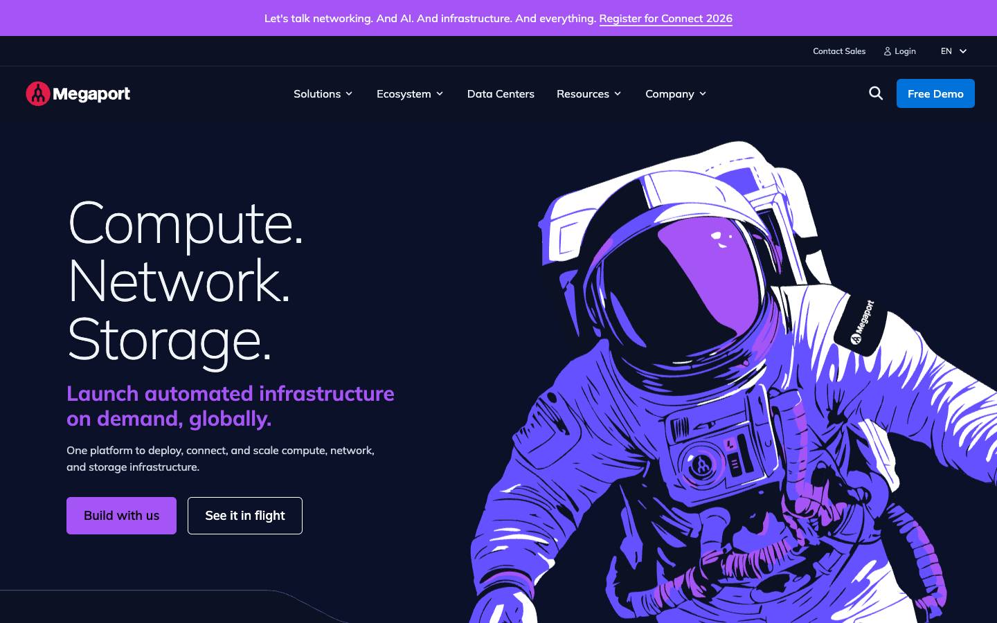 Megaport's homepage, as read on Oct 2, 2026