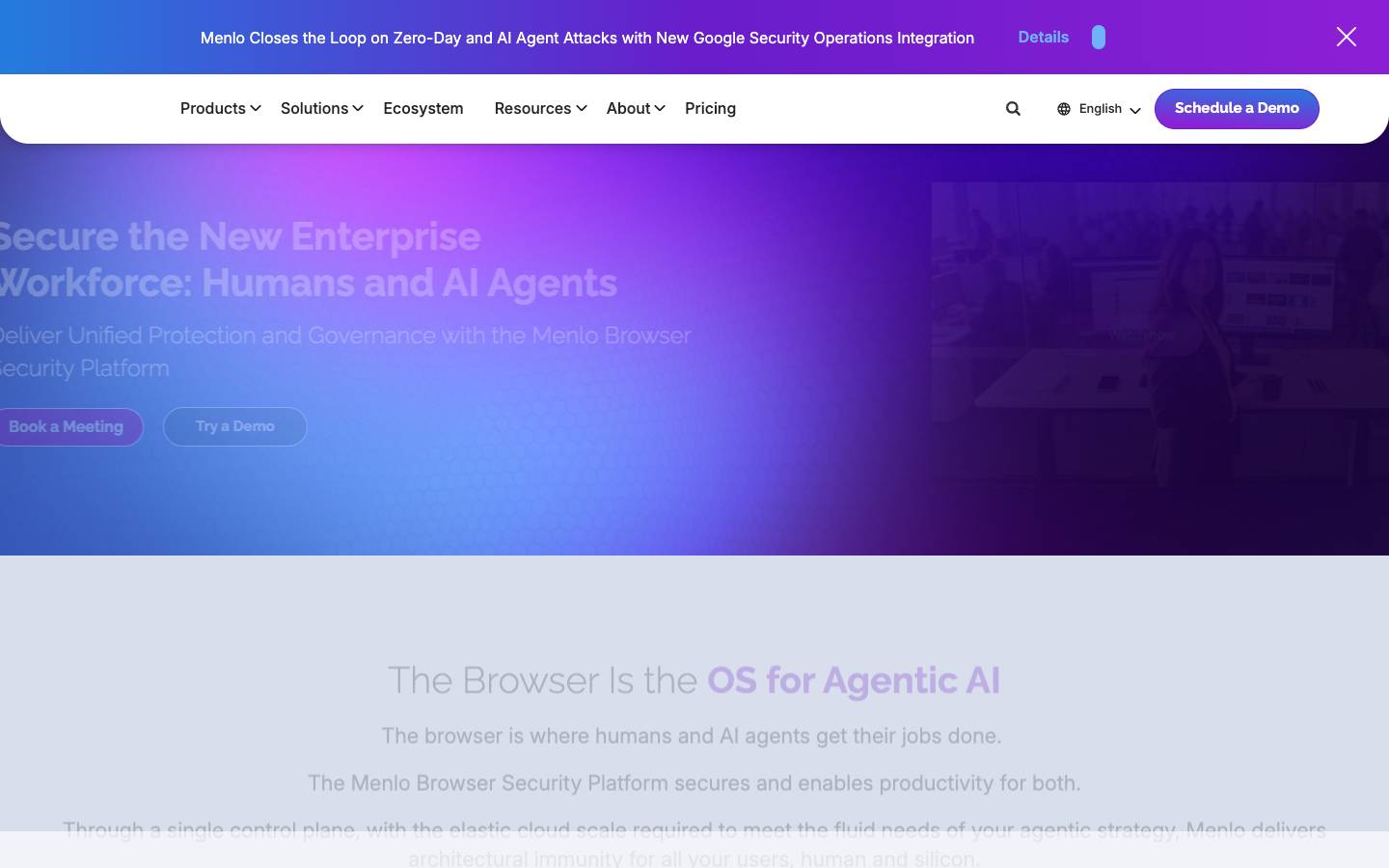 Menlo Security's homepage, as read on Oct 6, 2026