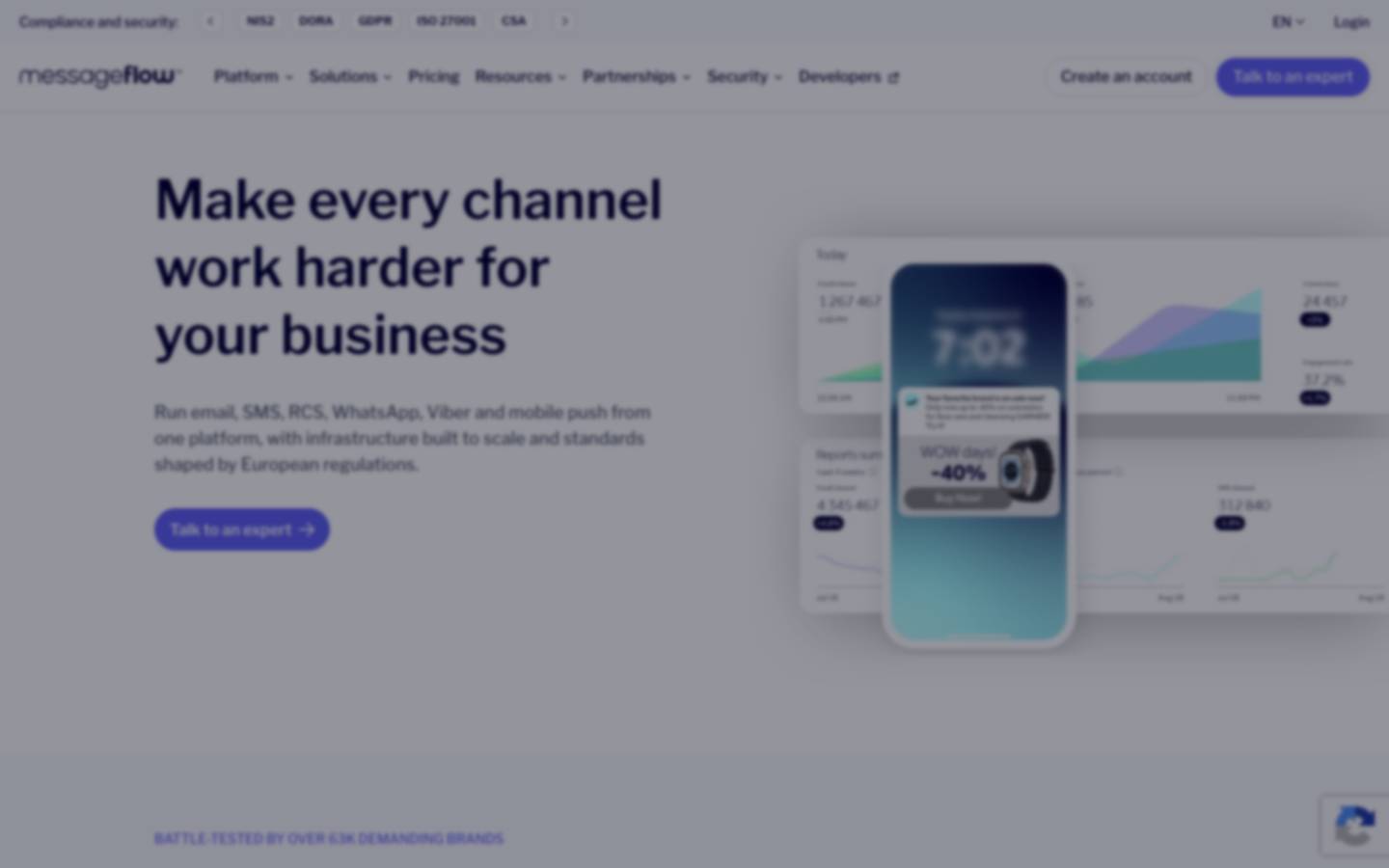 MessageFlow's homepage, as read on Oct 2, 2026