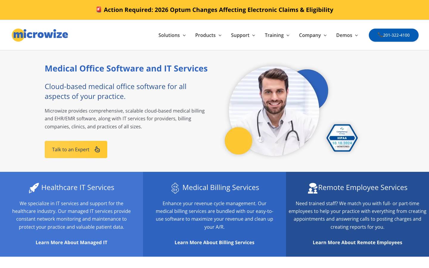 Microwize's homepage, as read on Oct 2, 2026