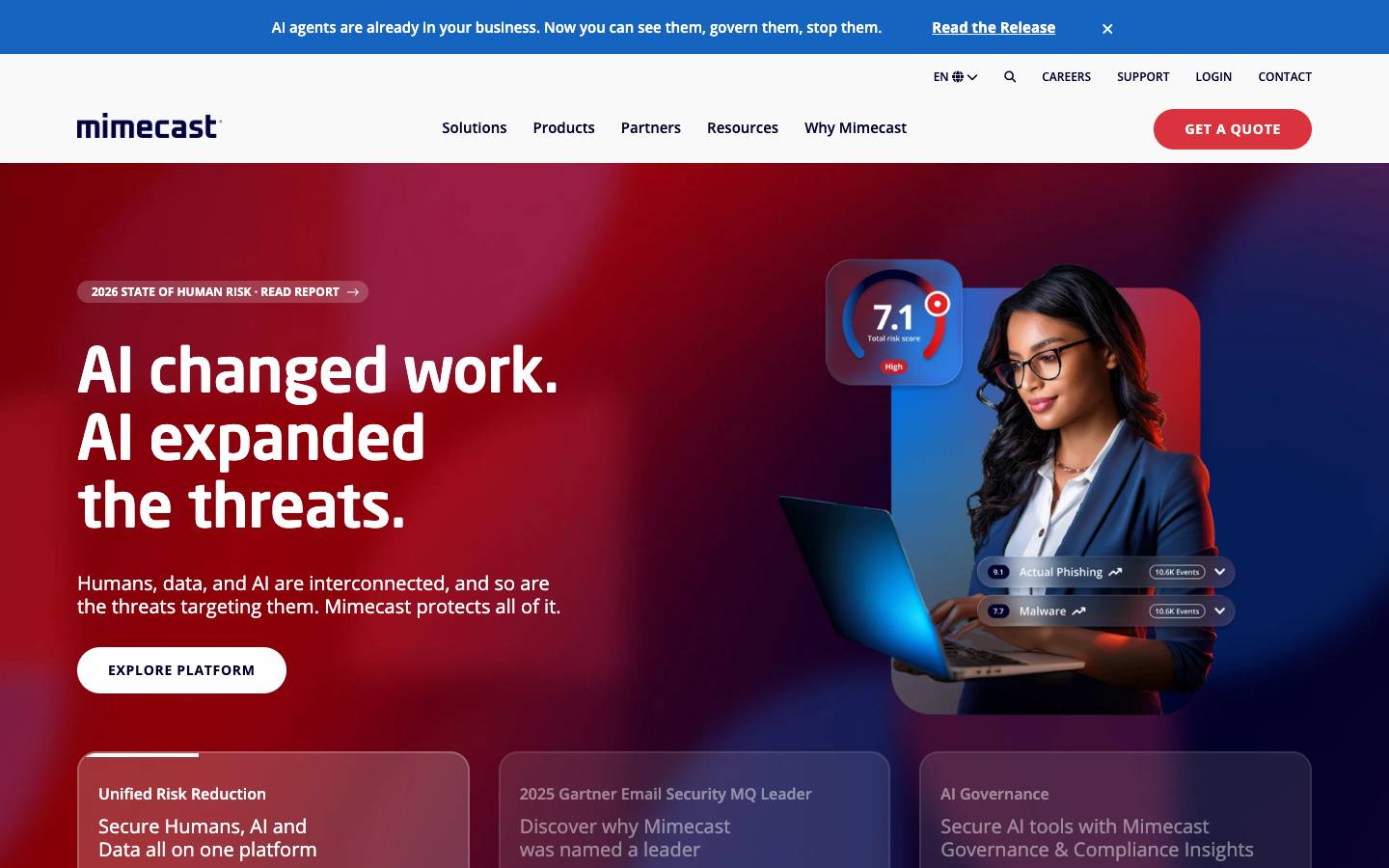 Mimecast's homepage, as read on Oct 2, 2026