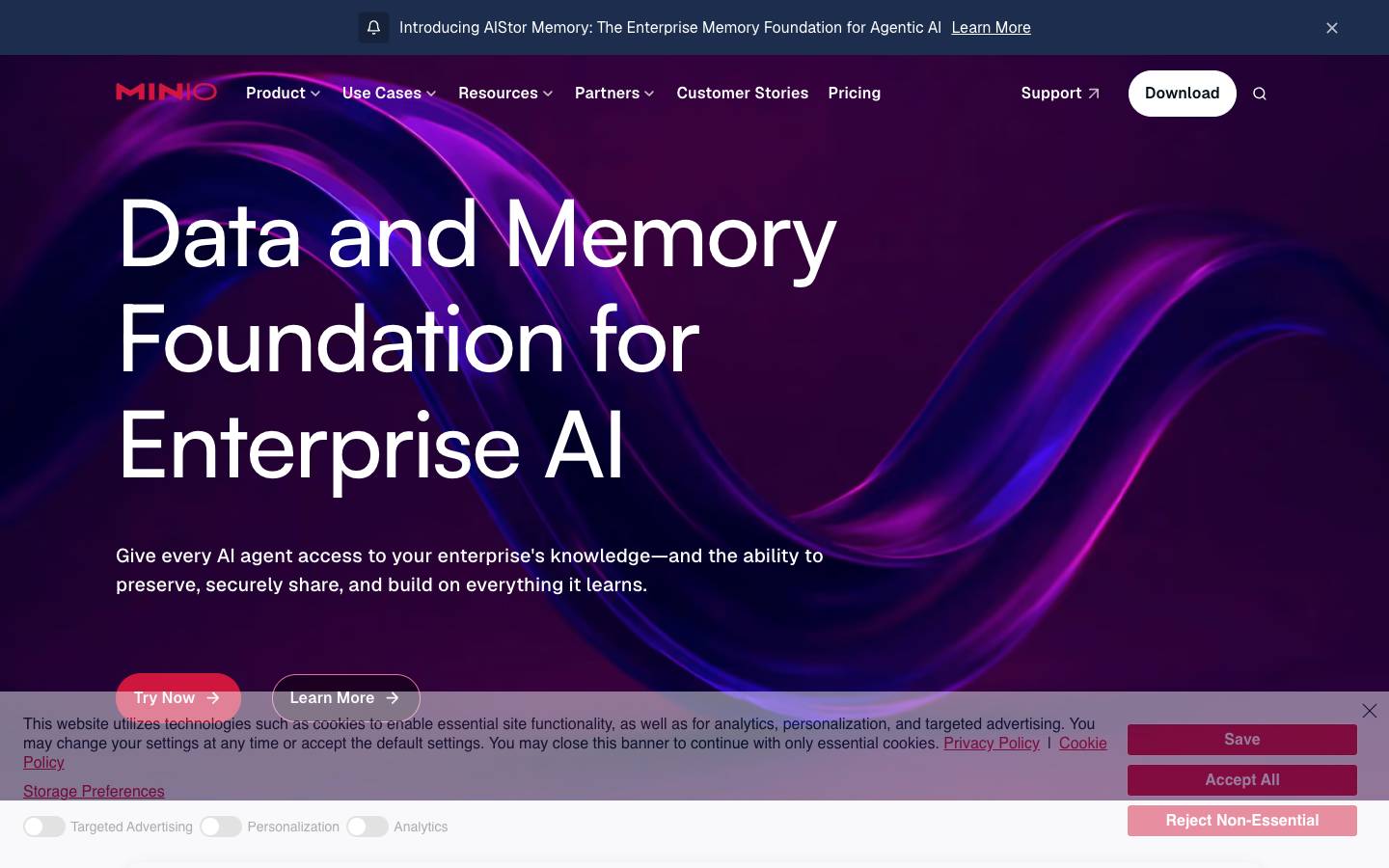 MinIO's homepage, as read on Oct 2, 2026