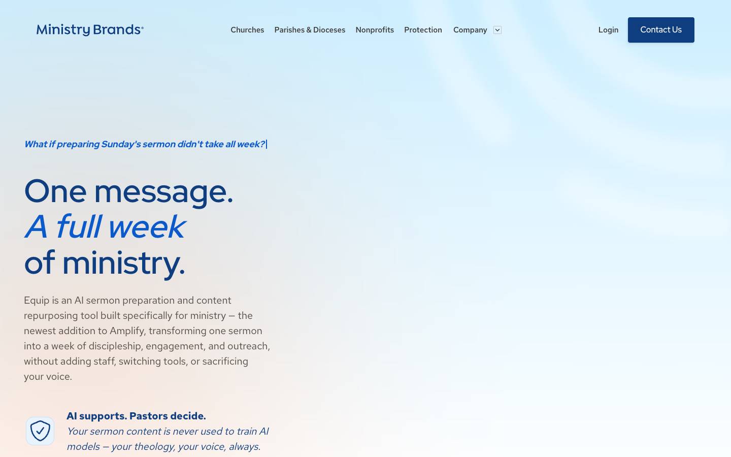 Ministry Brands's homepage, as read on Oct 2, 2026