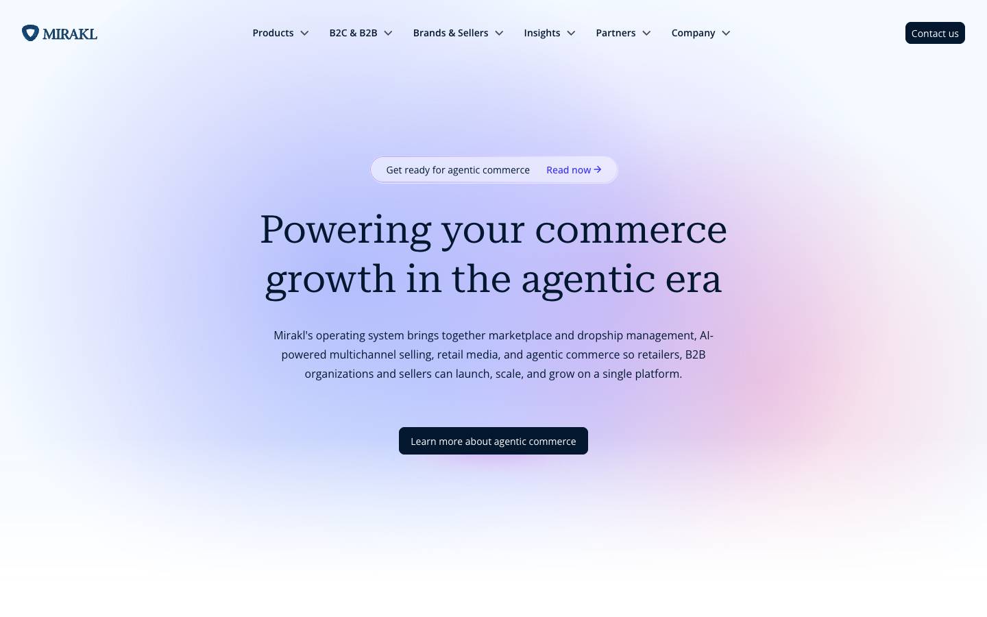 Mirakl's homepage, as read on Oct 6, 2026