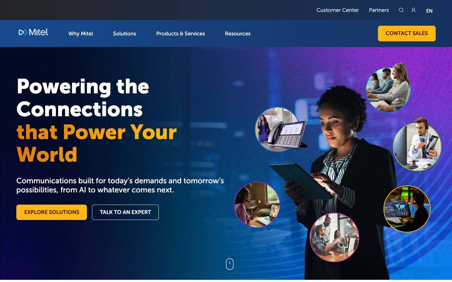 Mitel's homepage, as read on Oct 2, 2026
