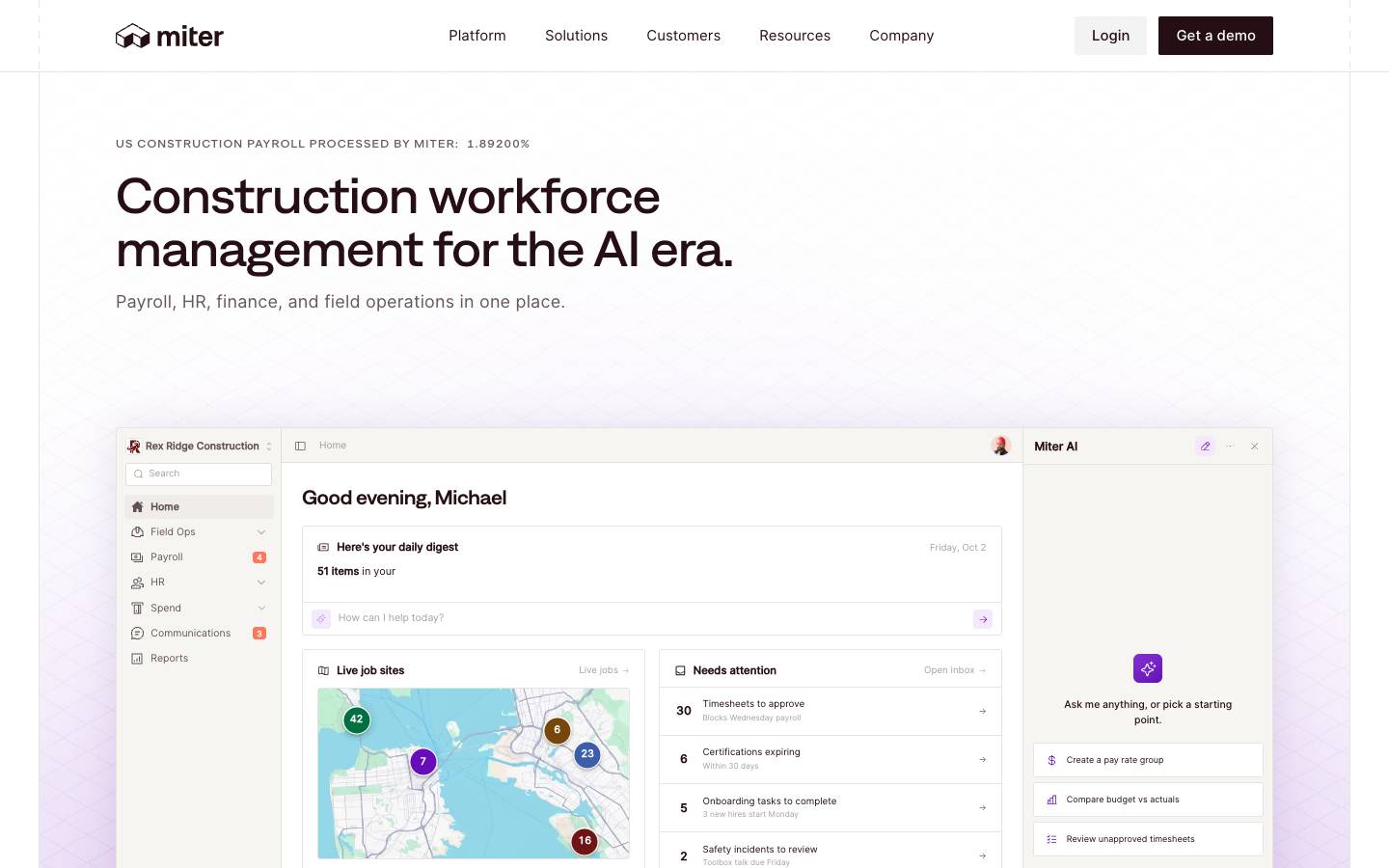 Miter's homepage, as read on Oct 2, 2026