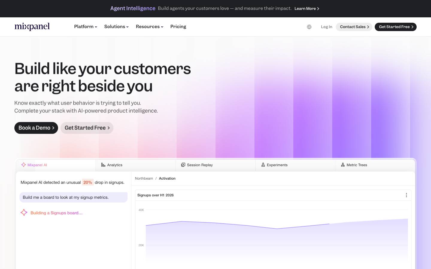 Mixpanel's homepage, as read on Oct 2, 2026