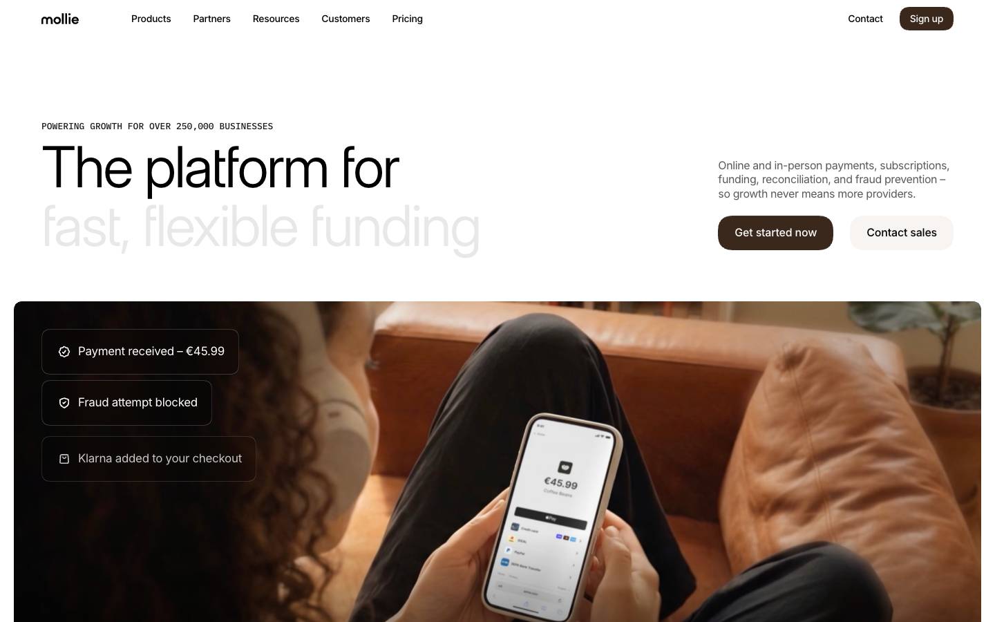 Mollie's homepage, as read on Oct 2, 2026