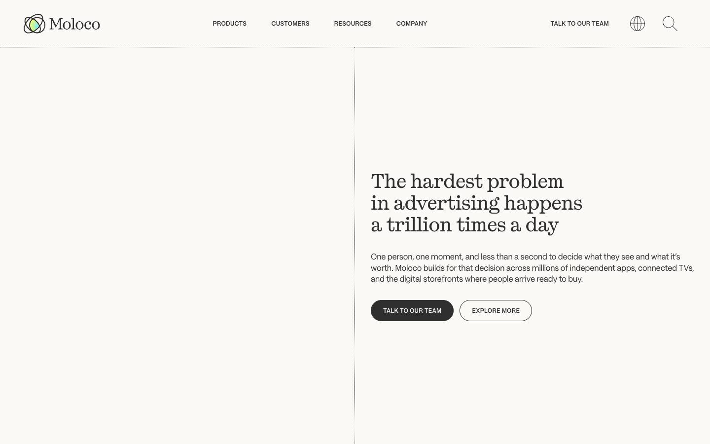 Moloco's homepage, as read on Oct 2, 2026