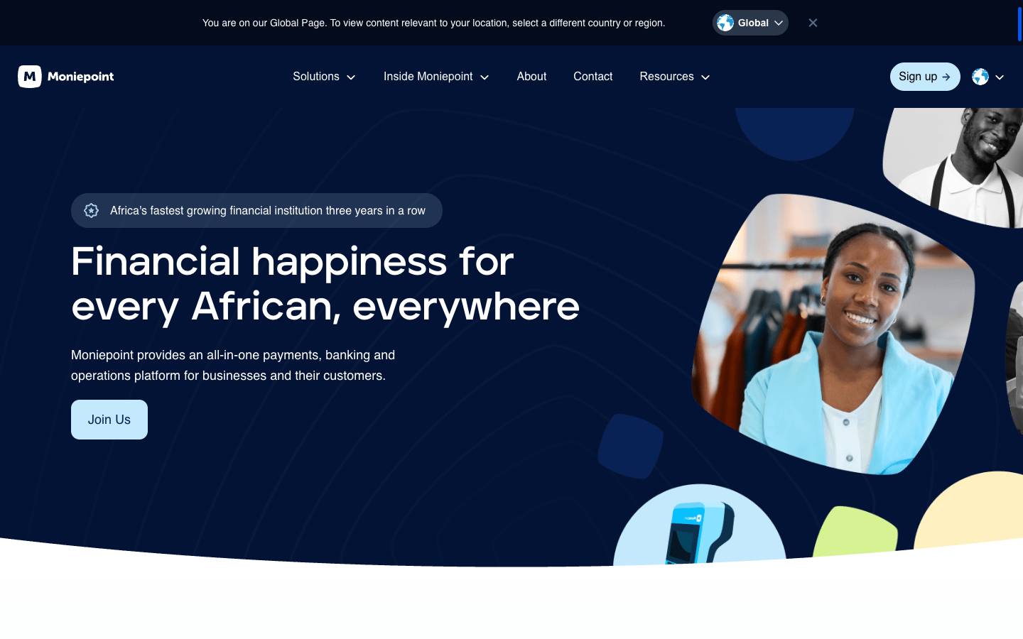 Moniepoint's homepage, as read on Oct 2, 2026