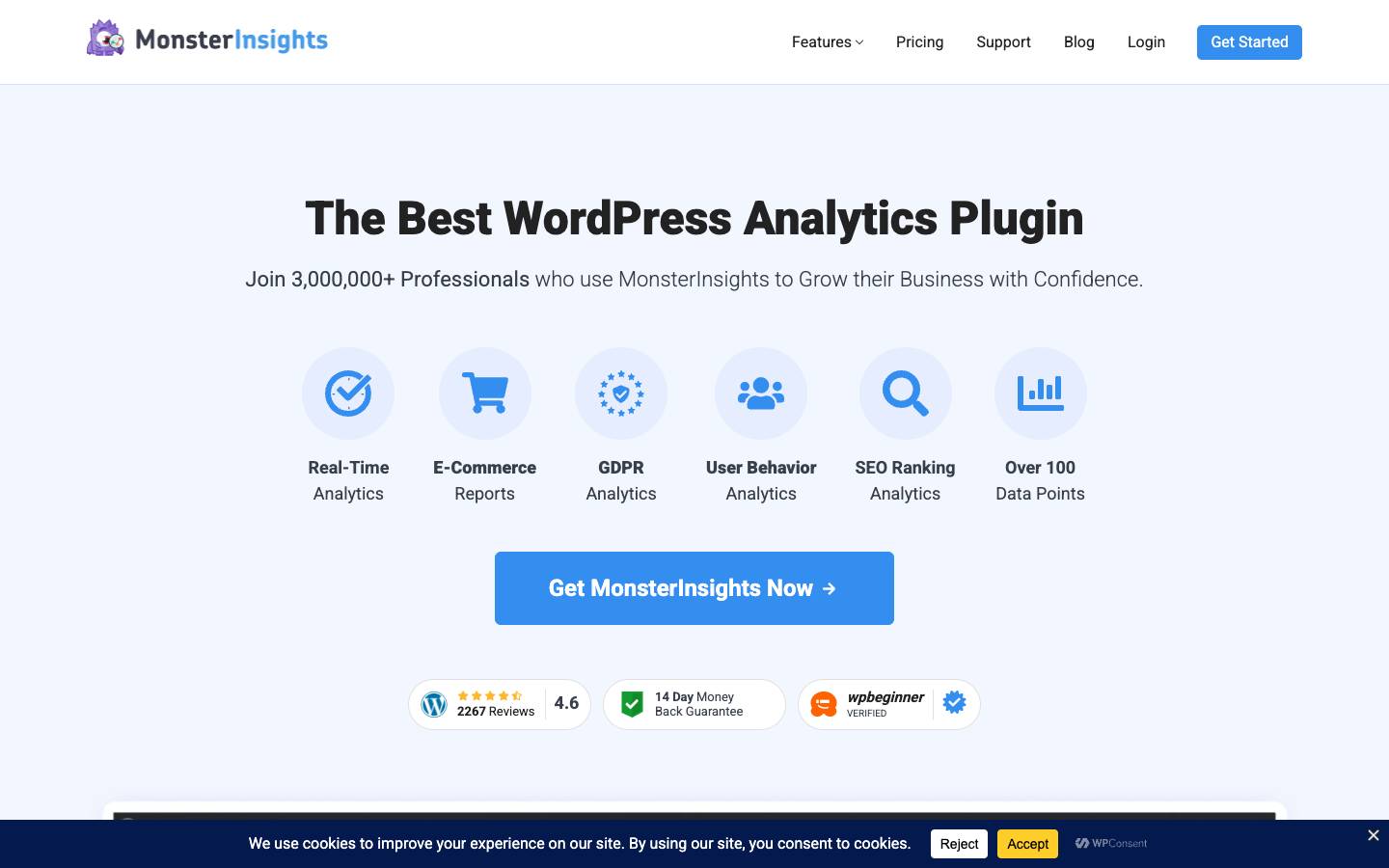 MonsterInsights's homepage, as read on Oct 2, 2026