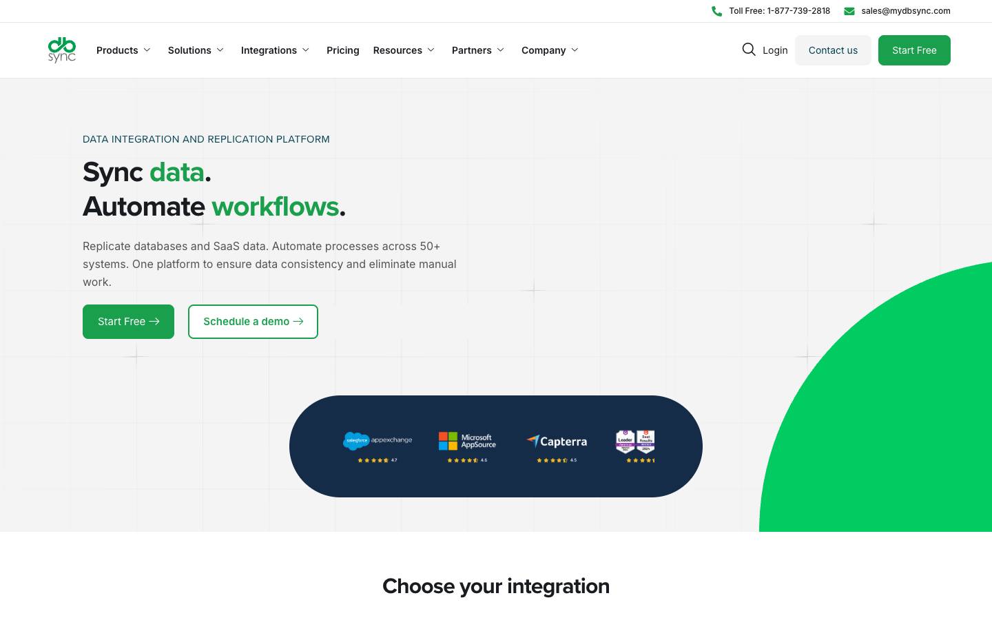 DBSync's homepage, as read on Oct 2, 2026