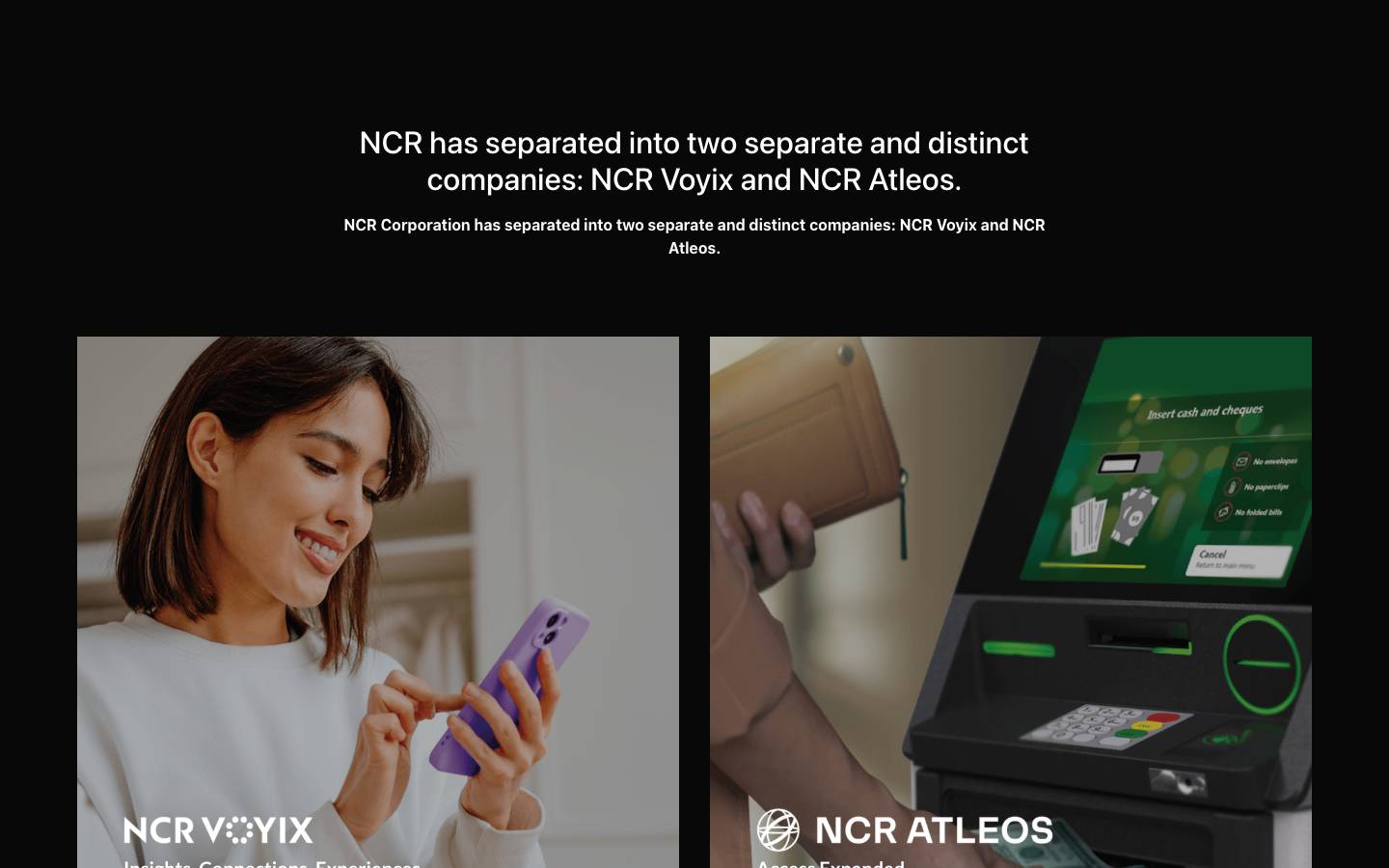 NCR's homepage, as read on Oct 2, 2026