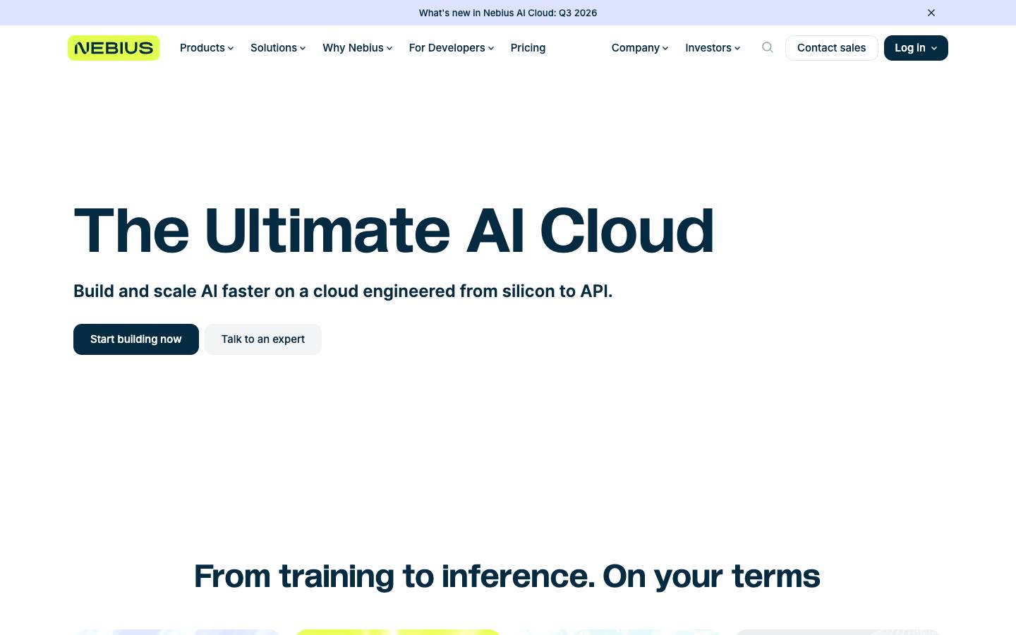 Nebius's homepage, as read on Oct 2, 2026