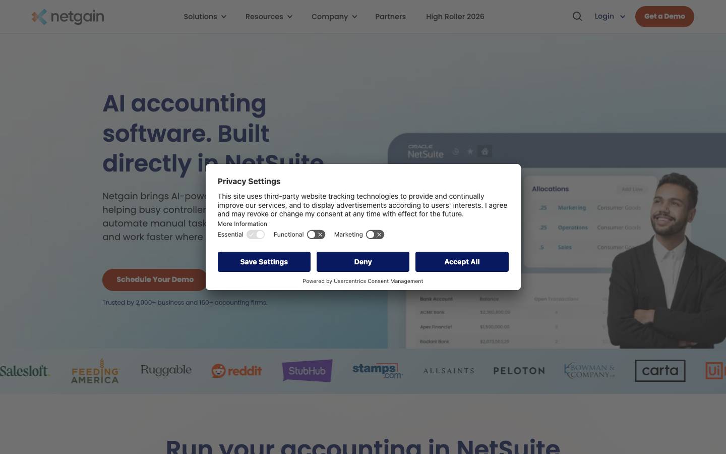 Netgain's homepage, as read on Oct 2, 2026