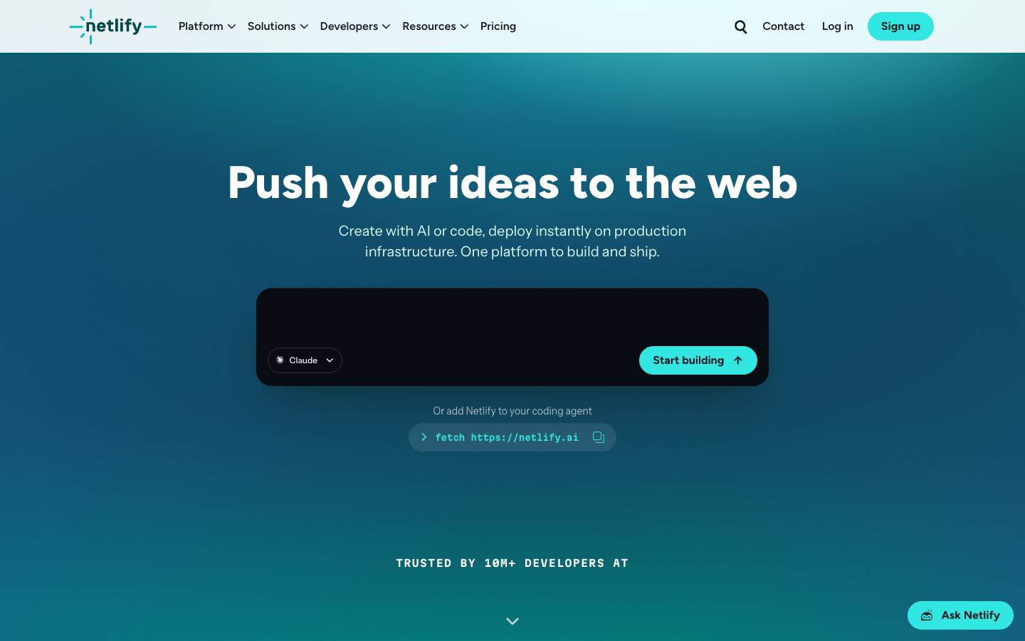 Netlify's homepage, as read on Oct 2, 2026