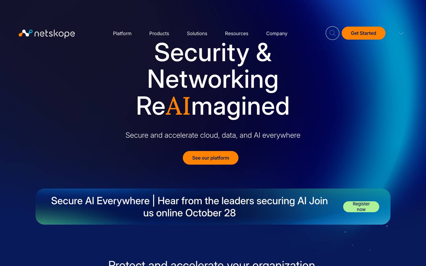 Netskope's homepage, as read on Oct 2, 2026