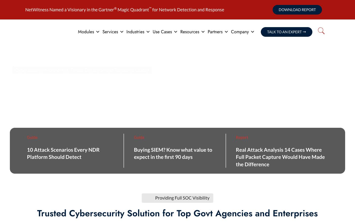 NetWitness's homepage, as read on Oct 2, 2026