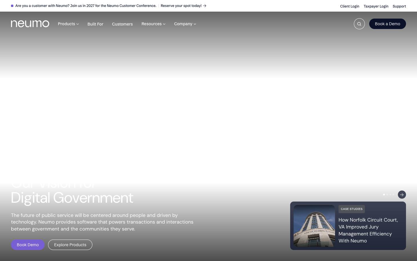 Neumo's homepage, as read on Oct 2, 2026