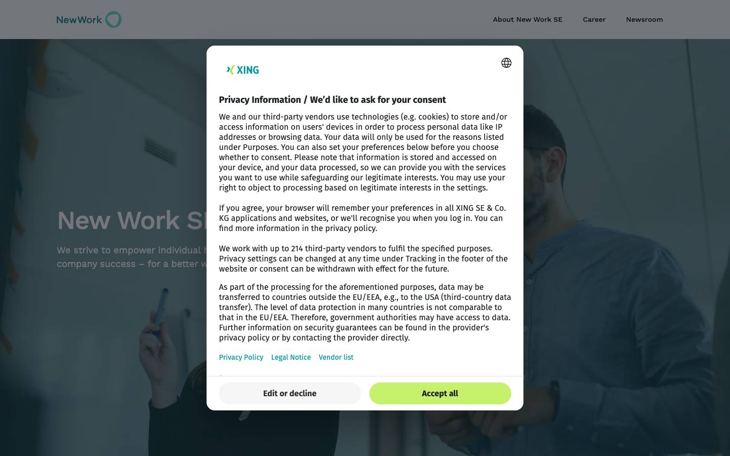 New Work's homepage, as read on Oct 2, 2026