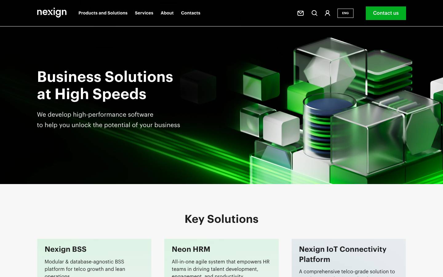 Nexign's homepage, as read on Oct 2, 2026