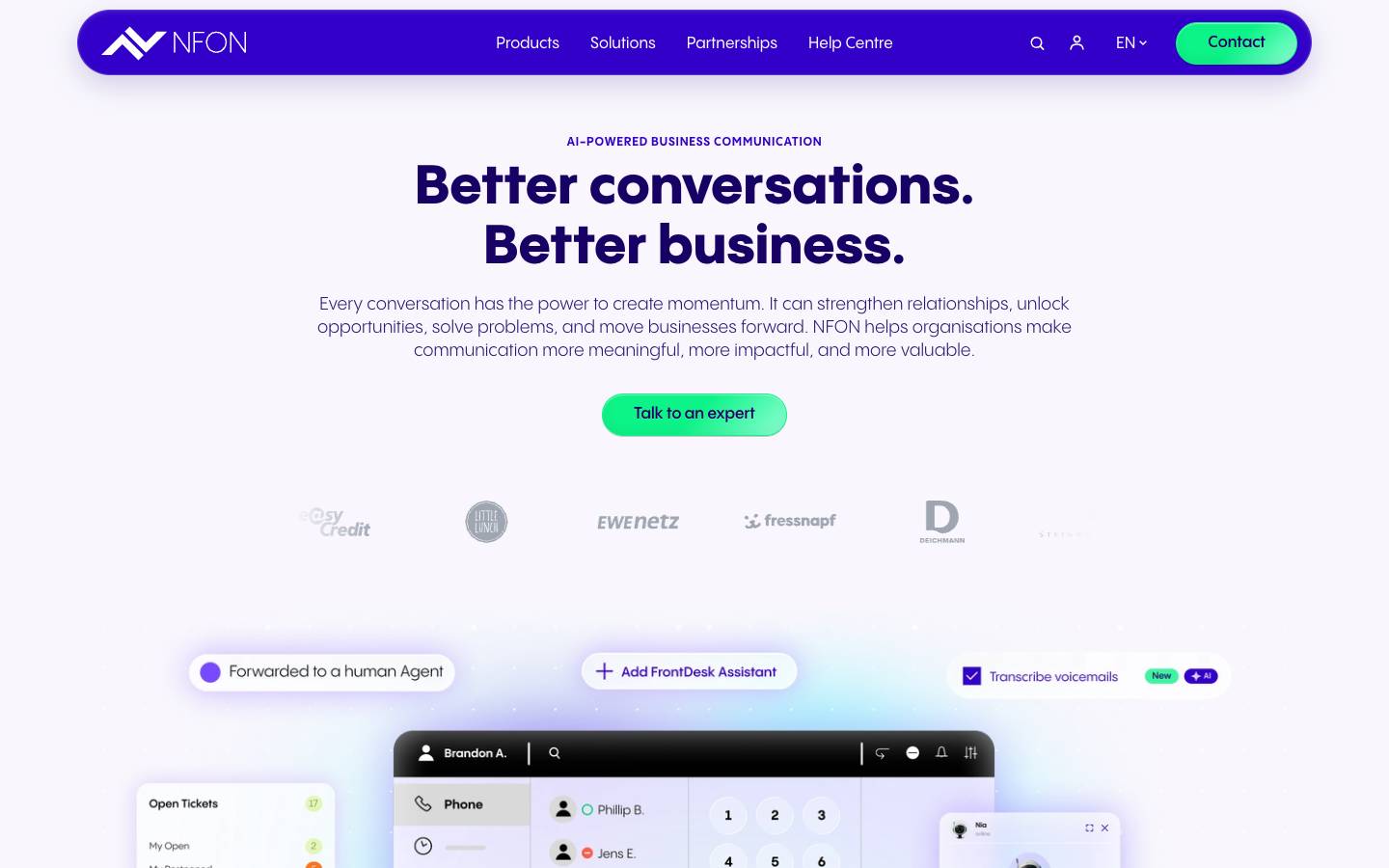 Nfon's homepage, as read on Oct 2, 2026