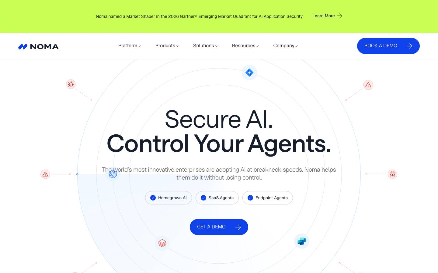 Noma Security's homepage, as read on Oct 2, 2026