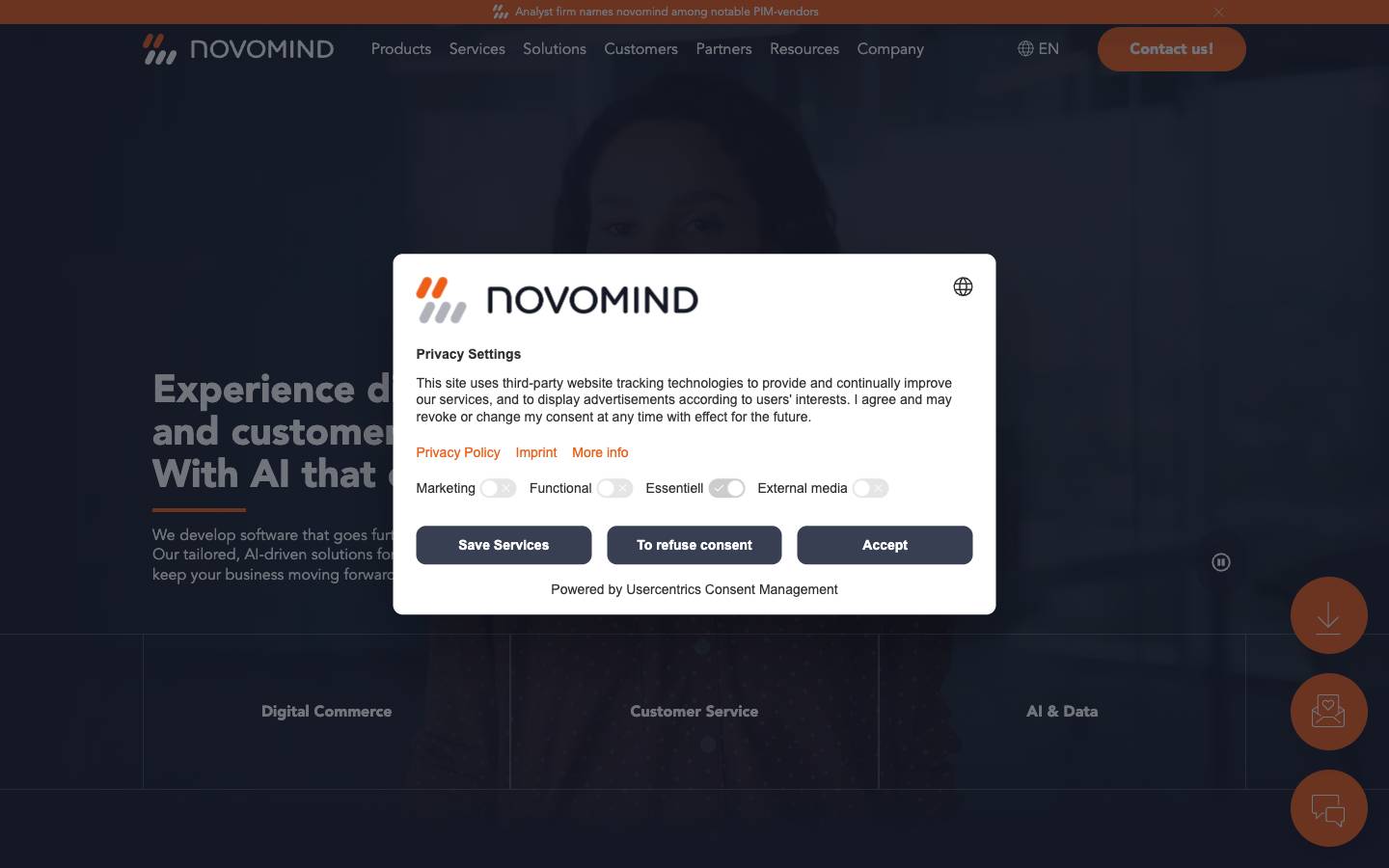 novomind's homepage, as read on Oct 2, 2026