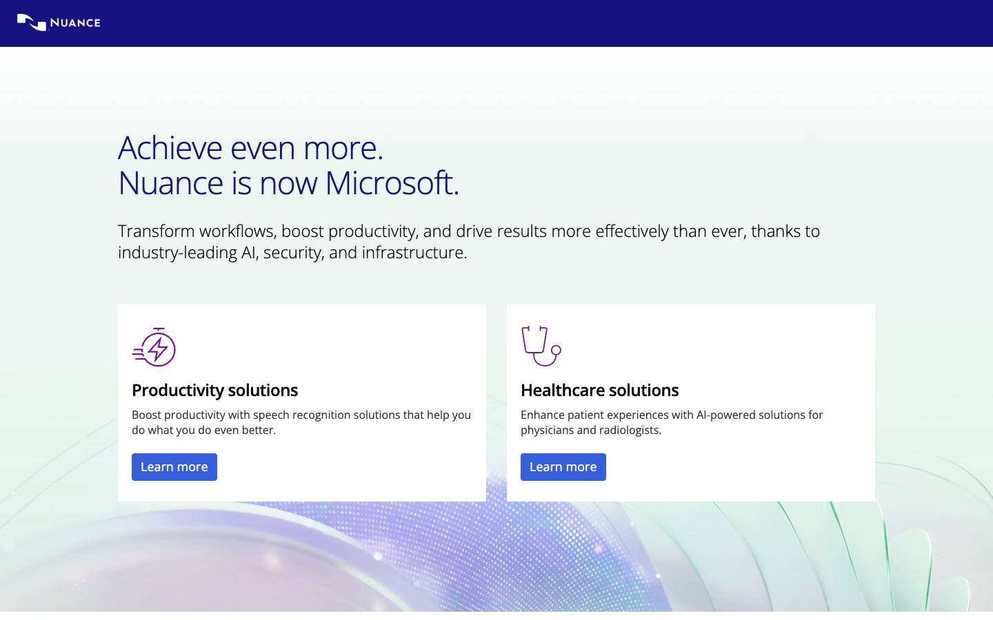 Nuance Communications's homepage, as read on Oct 2, 2026