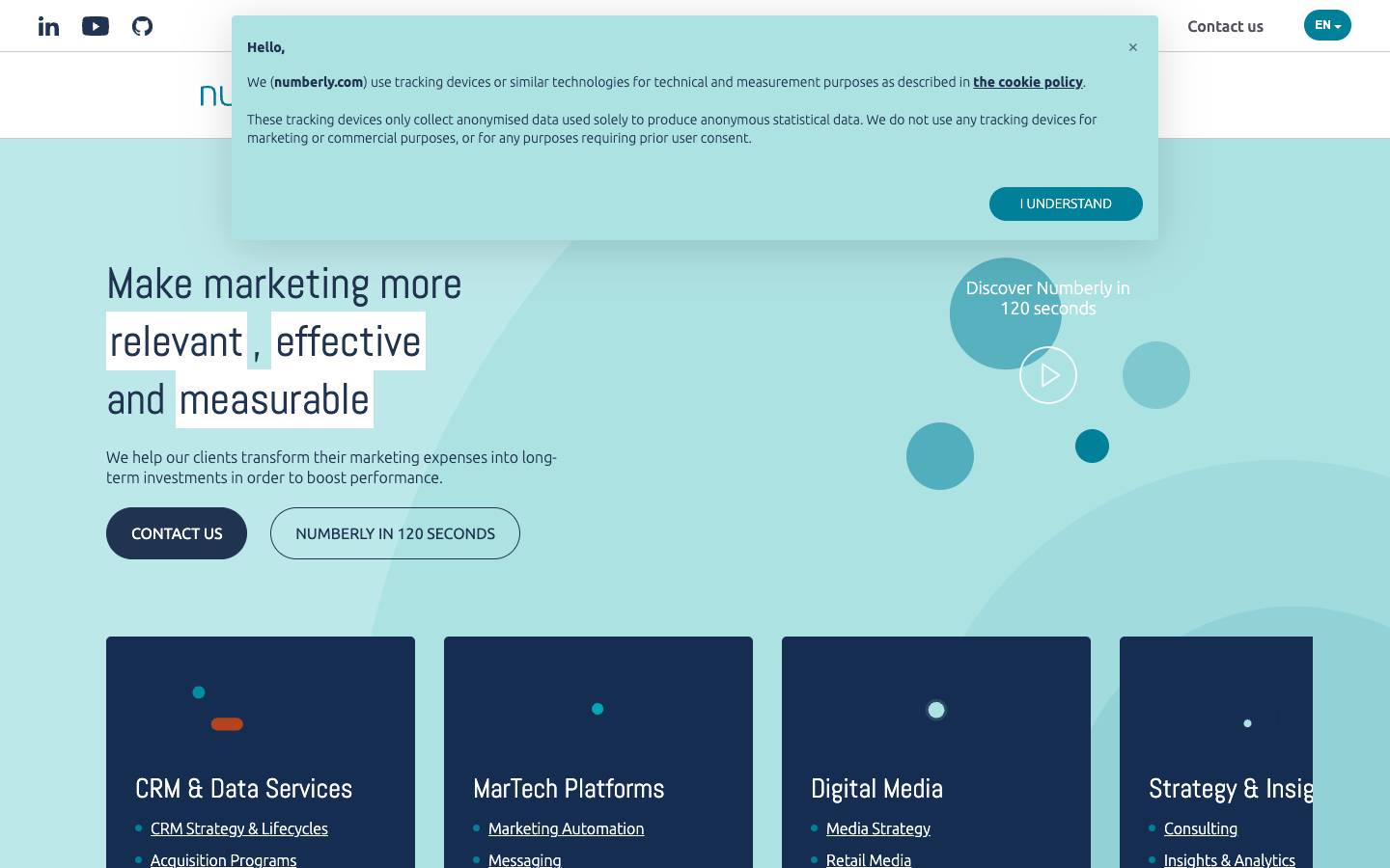 Numberly's homepage, as read on Oct 2, 2026