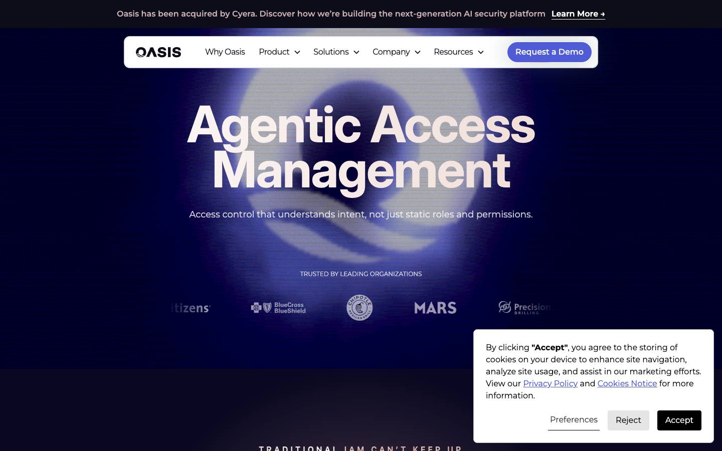 OASIS Security's homepage, as read on Oct 6, 2026